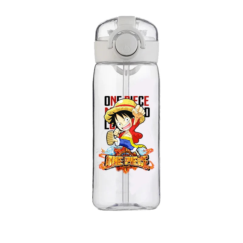 400ml One Piece Luffy ACE Cartoon Anime Portable Plastic Drinking Straw Male Student Sports Kettle Portable Child Cup New Gift