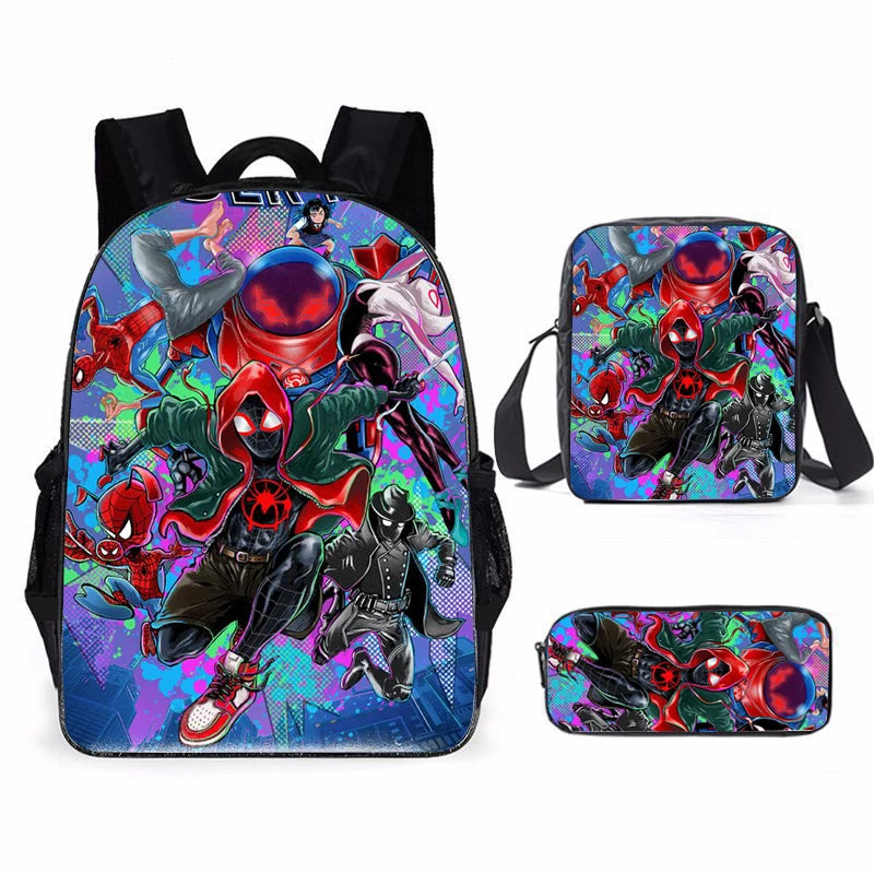 3Pcs Set Mochila Spider verse Miles Morales children's backpack boy School Bags For Teenage kids Travel Backpack Pencil bag