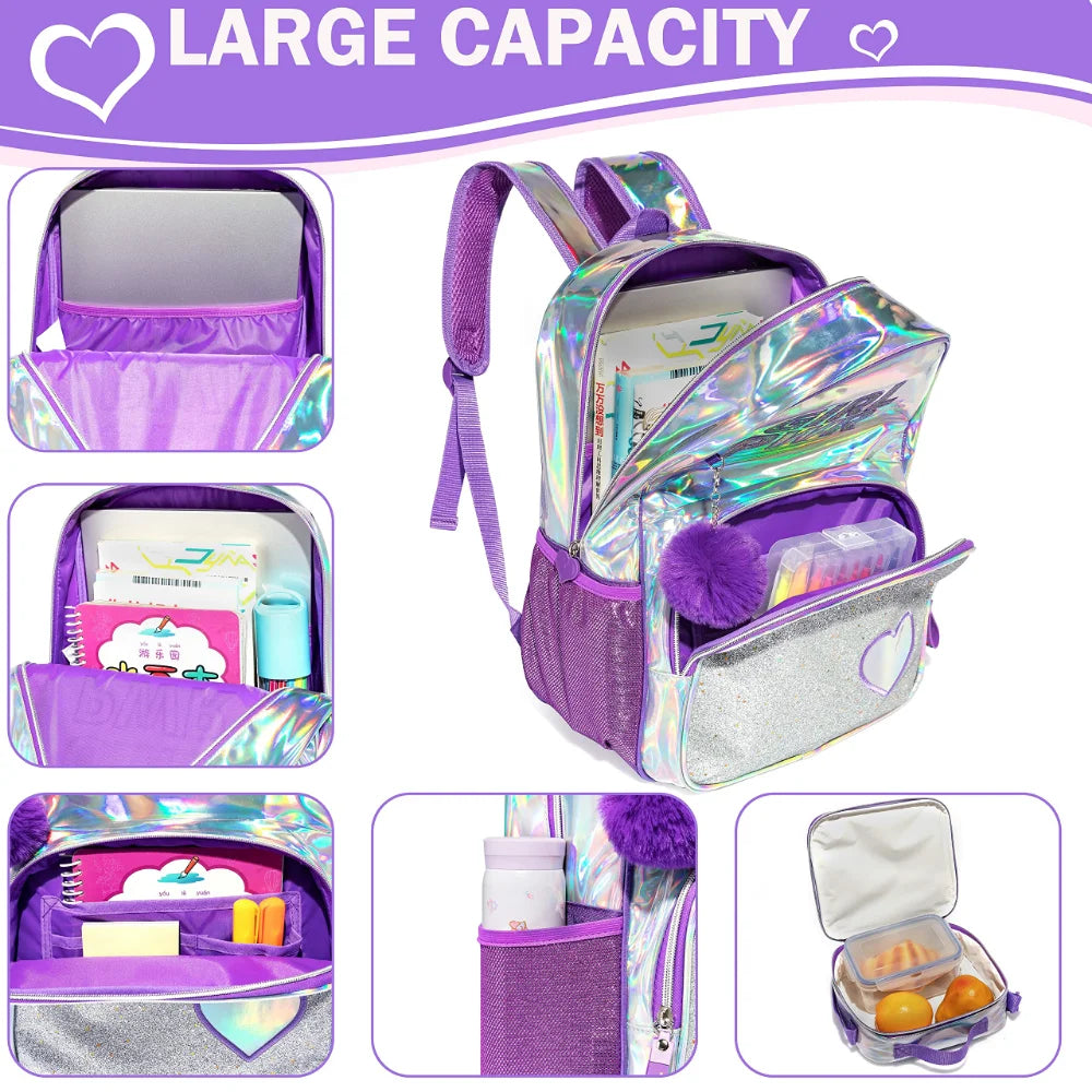 Bikab School Bags 3 In 1 Kids Bag Children School Bags for Girl 16" Bag for Girls Set Bag Water Proof  Kids Bags for Girls