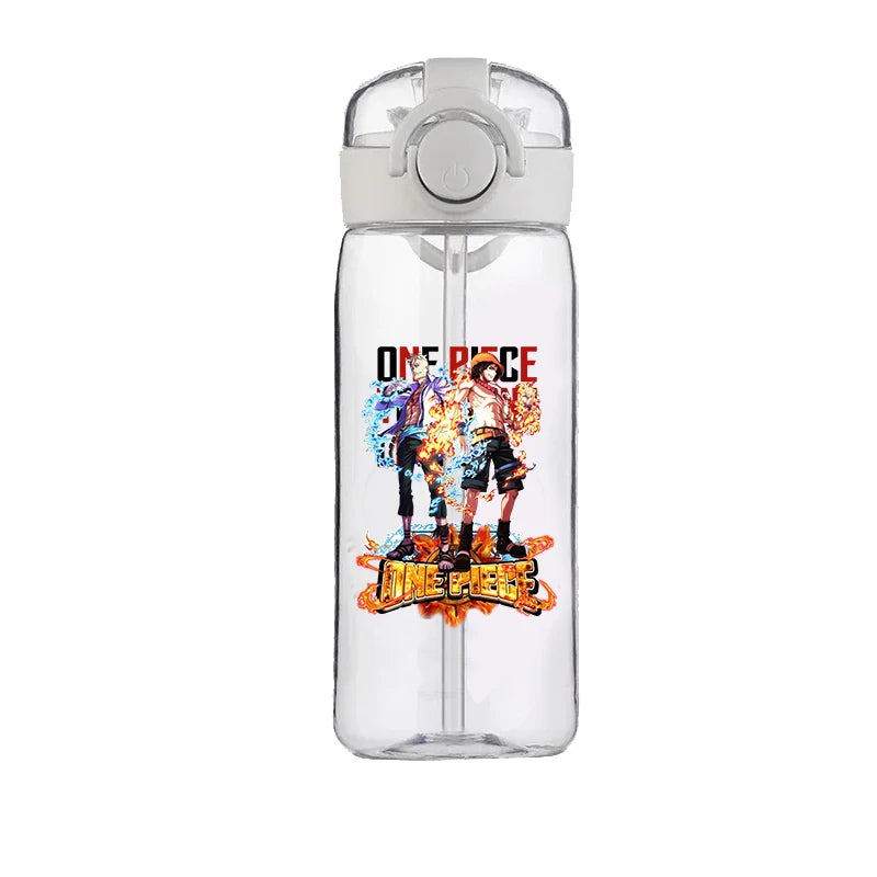 400ml One Piece Luffy ACE Cartoon Anime Portable Plastic Drinking Straw Male Student Sports Kettle Portable Child Cup New Gift