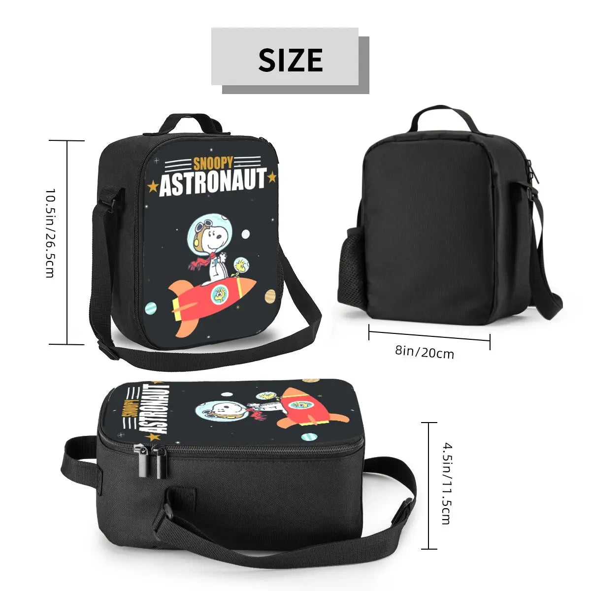 Custom Cartoon Snoopy Astronaut Lunch Bag Women Warm Cooler Insulated Lunch Box for Student School