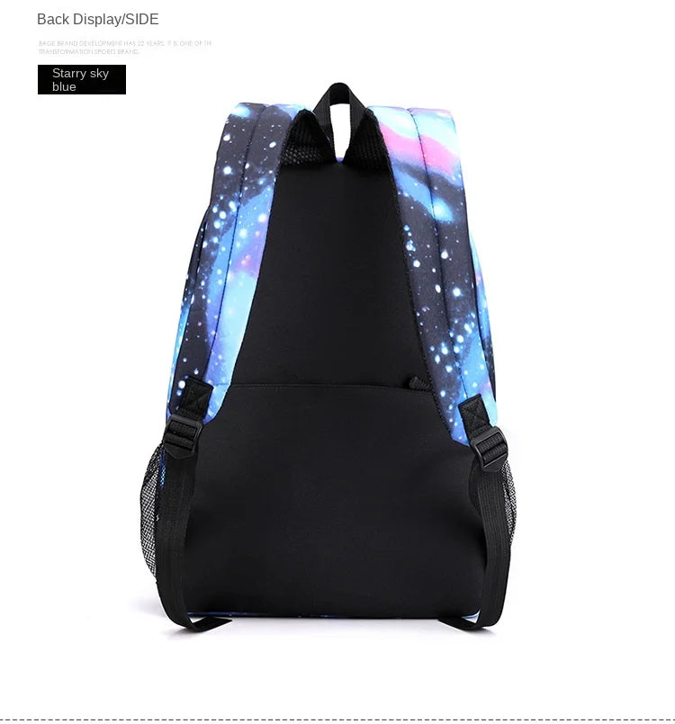 Ronaldo Print Backpack Set Campus Student School Bag Shoulder Bag Pencil Bag Black Style 3-piece Set