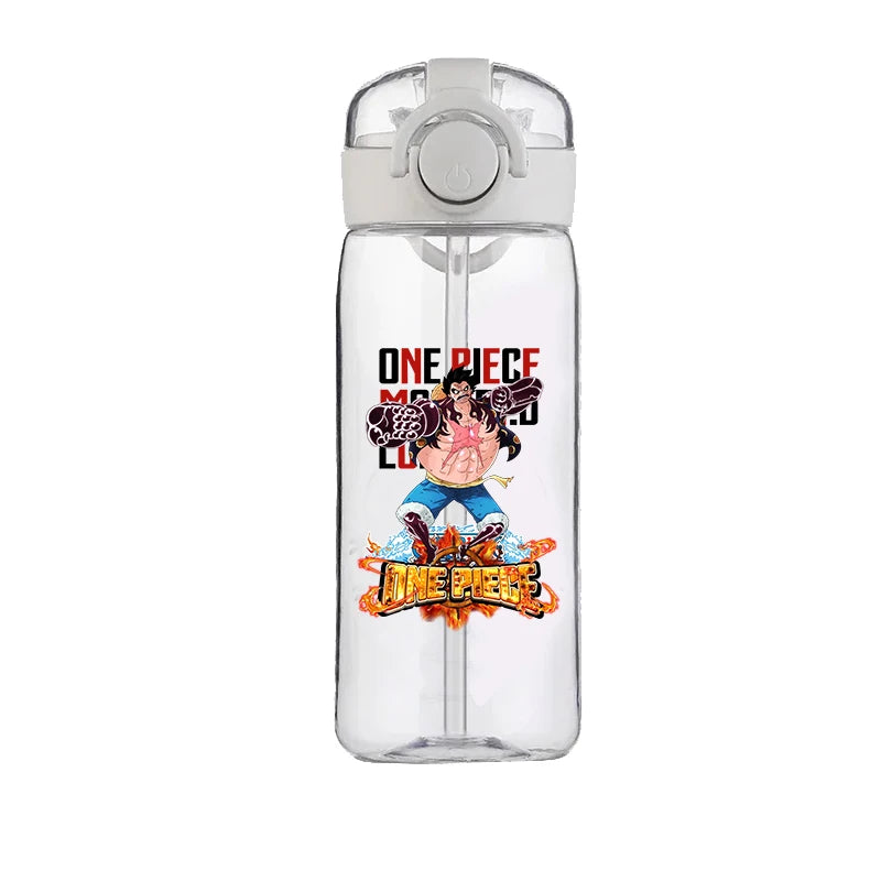 400ml One Piece Luffy ACE Cartoon Anime Portable Plastic Drinking Straw Male Student Sports Kettle Portable Child Cup New Gift