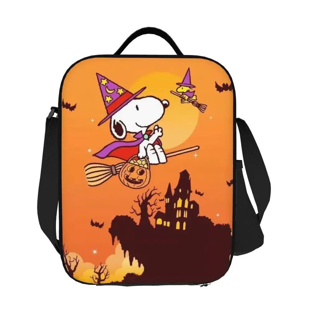 Custom Cartoon Snoopy Astronaut Lunch Bag Women Warm Cooler Insulated Lunch Box for Student School