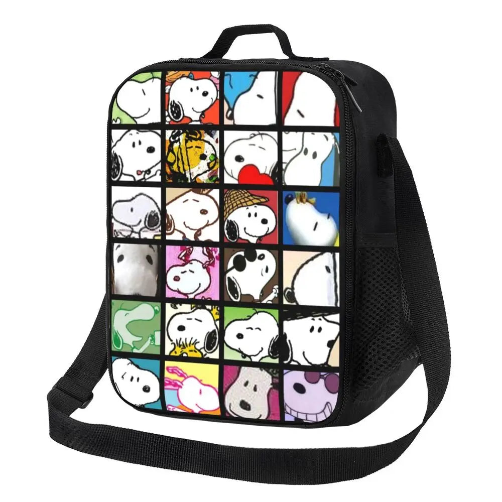 Custom Cartoon Snoopy Astronaut Lunch Bag Women Warm Cooler Insulated Lunch Box for Student School