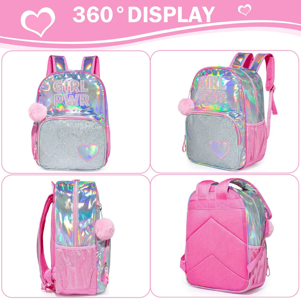 Bikab School Bags 3 In 1 Kids Bag Children School Bags for Girl 16" Bag for Girls Set Bag Water Proof  Kids Bags for Girls