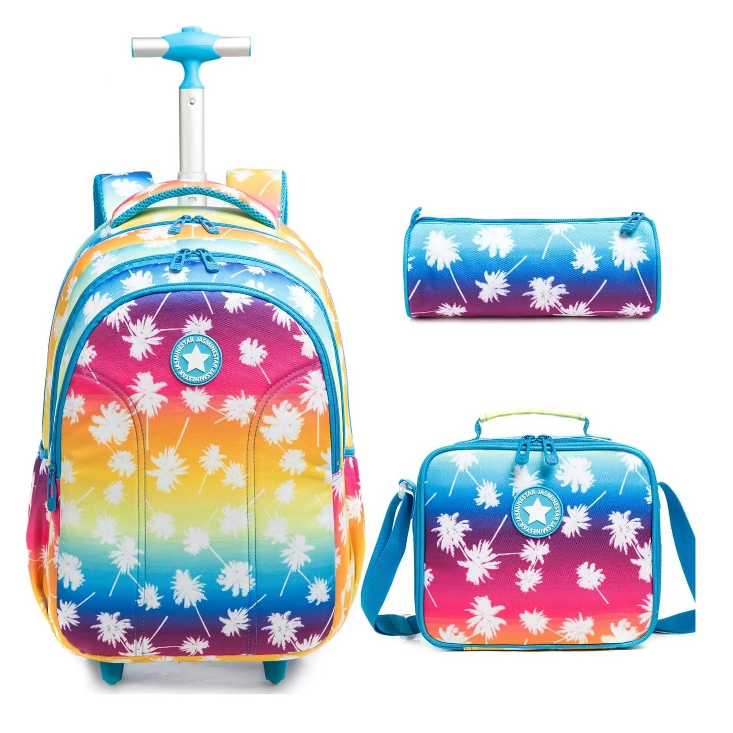 18 Inch School Bags Wheeled Backpack for Boys Girls Travel Rolling Backpack School Trolley Bag Set with Thermal Lunch Box