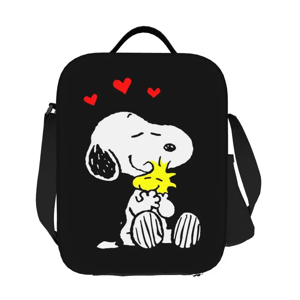 Custom Cartoon Snoopy Astronaut Lunch Bag Women Warm Cooler Insulated Lunch Box for Student School