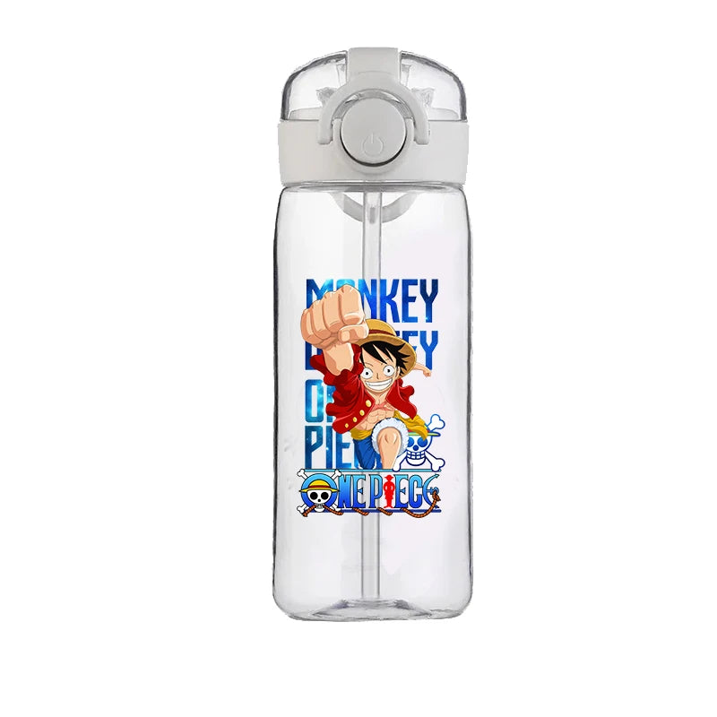 400ml One Piece Luffy ACE Cartoon Anime Portable Plastic Drinking Straw Male Student Sports Kettle Portable Child Cup New Gift