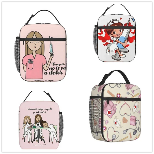 Nurse girl Cute doctor lunch bag Female Male Office Student bento Storage Insulated bag thickened insulated bento bag