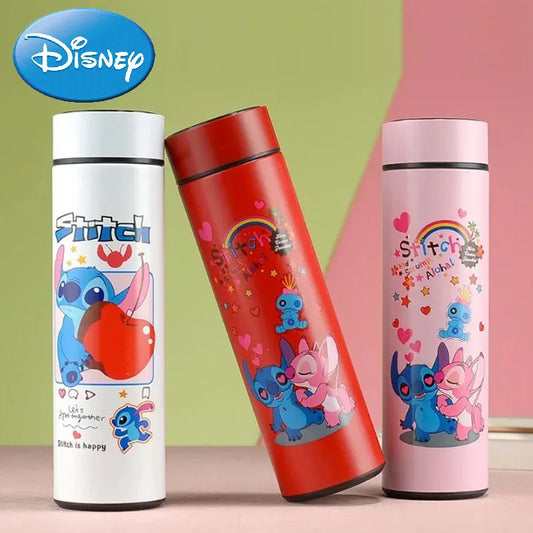 Disney Stitch High-tech Smart Thermos Cup Cute Student Couple Cartoon Stitch Temperature Display Party Water Cup Birthday Gift