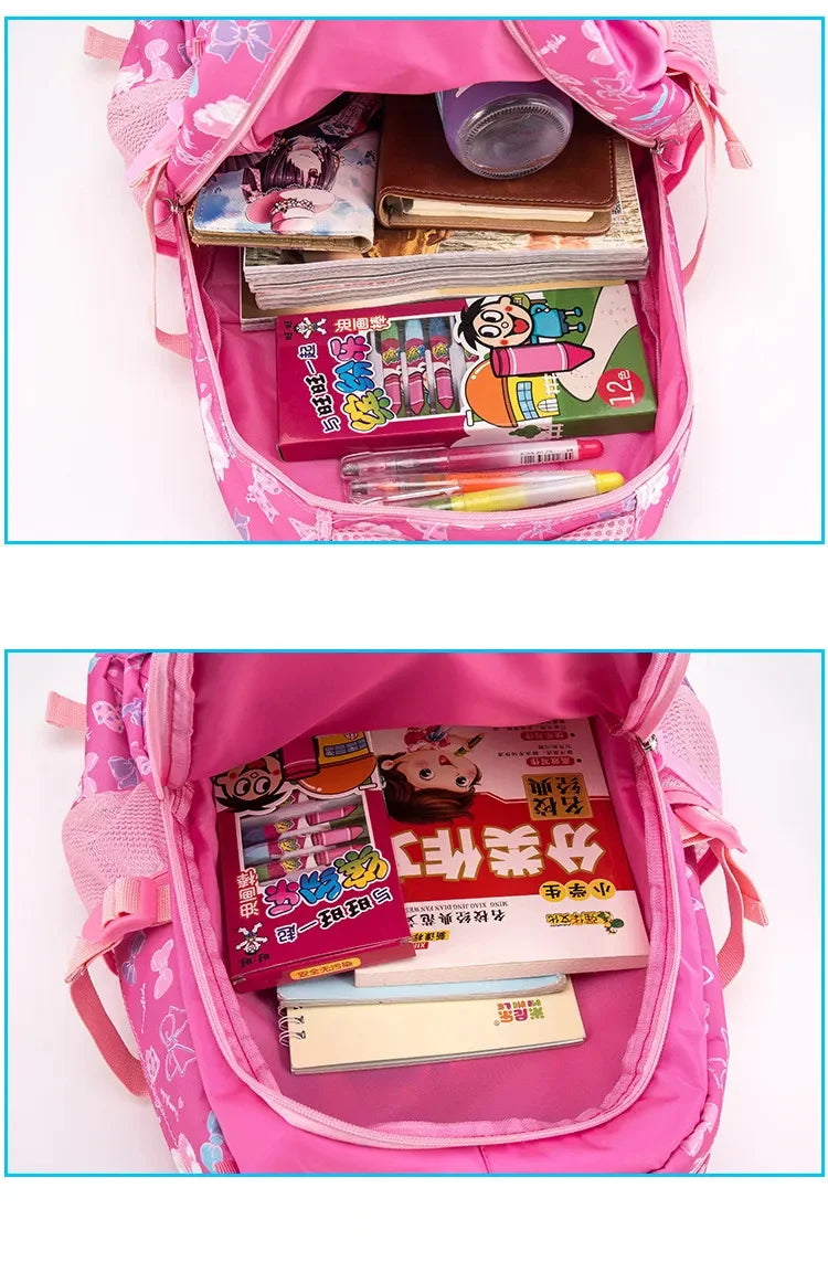 3pcs/set Bow Print school bags for teen Girls Primary Waterproof School bags Kids Student Princess Backpack Mochila Infantil