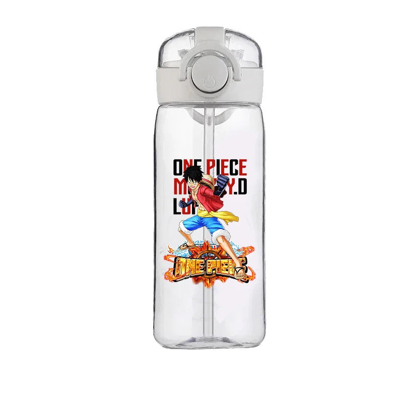 400ml One Piece Luffy ACE Cartoon Anime Portable Plastic Drinking Straw Male Student Sports Kettle Portable Child Cup New Gift