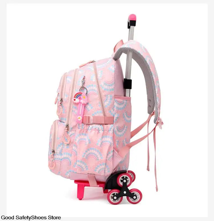 Rolling School Bags for Girls Backpack Children Waterproof School Backpacks with Wheels Middle School Trolley Luggage Back Pack