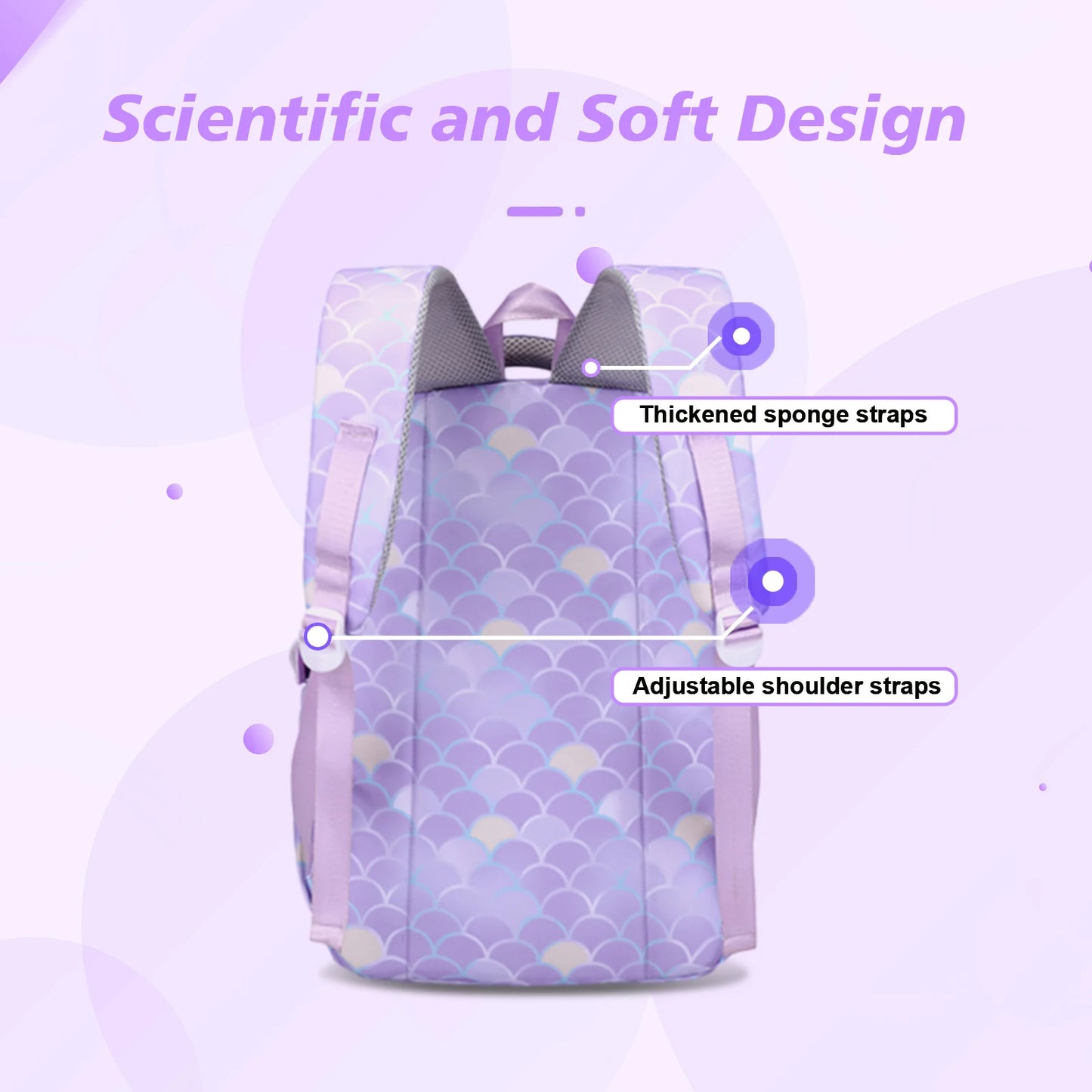 3pcs/Set Kid Backpack With Mermaid pendant Girl waterproof School Bag Children Schoolbag For teenage girls Fish Scale Print