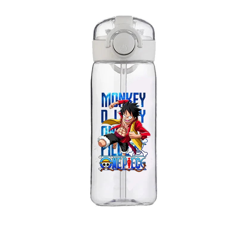 400ml One Piece Luffy ACE Cartoon Anime Portable Plastic Drinking Straw Male Student Sports Kettle Portable Child Cup New Gift