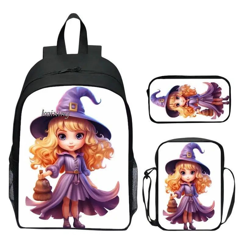 3PCS School Bag Set Cute Cartoon Printing School Bags Women Men Travel Backpacks Capacity Girls Mochilas With Shoulder Bag