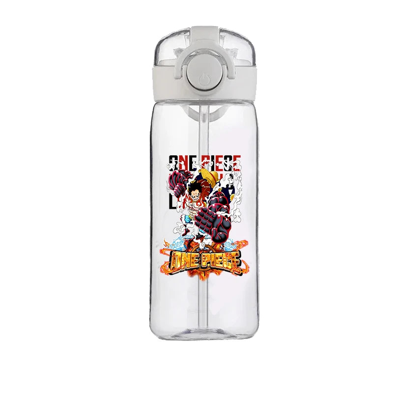 400ml One Piece Luffy ACE Cartoon Anime Portable Plastic Drinking Straw Male Student Sports Kettle Portable Child Cup New Gift