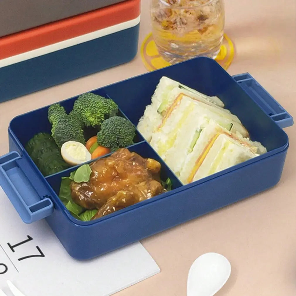 1100ml Microwave Lunch Box with Spoon Chopsticks Wheat Straw Dinnerware Food Storage Container Kids School Office Bento Box