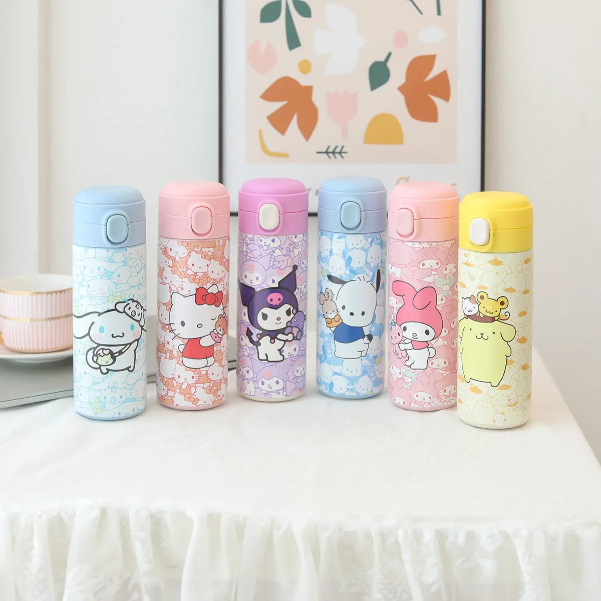 MINISO 420ml Kawaii Sanrio Hello Kitty Cup Kuromi Cinnamoroll Thermos Anime Cute Student Drink Water Outdoors Insulation Girls