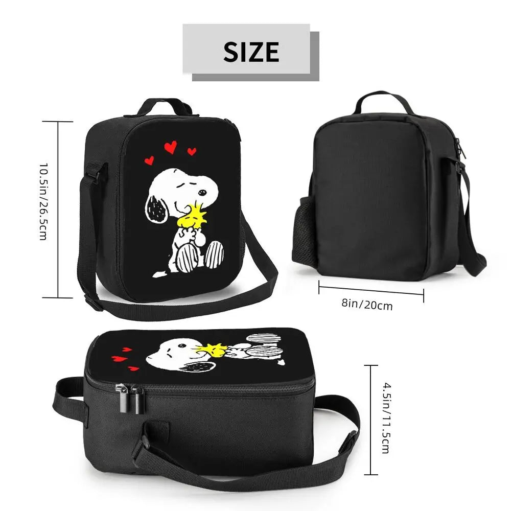 Custom Cartoon Snoopy Astronaut Lunch Bag Women Warm Cooler Insulated Lunch Box for Student School