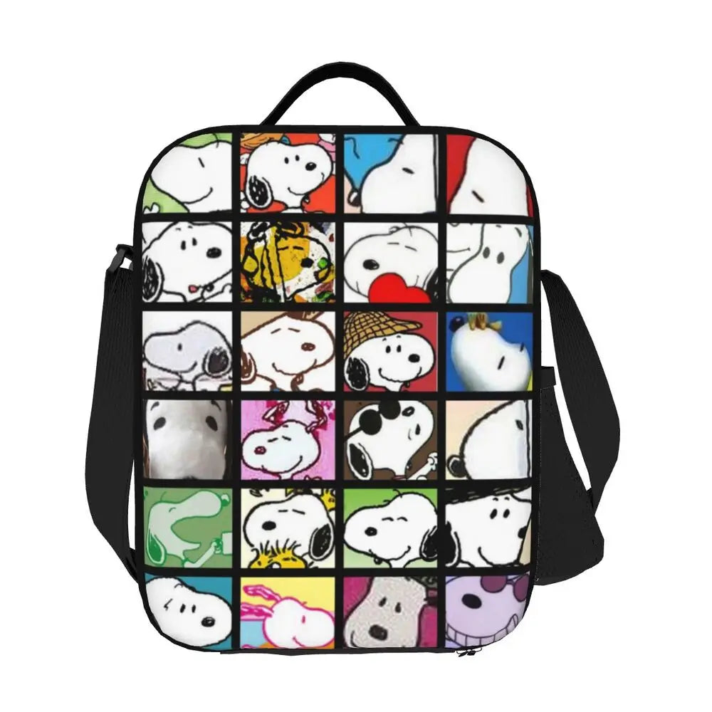 Custom Cartoon Snoopy Astronaut Lunch Bag Women Warm Cooler Insulated Lunch Box for Student School