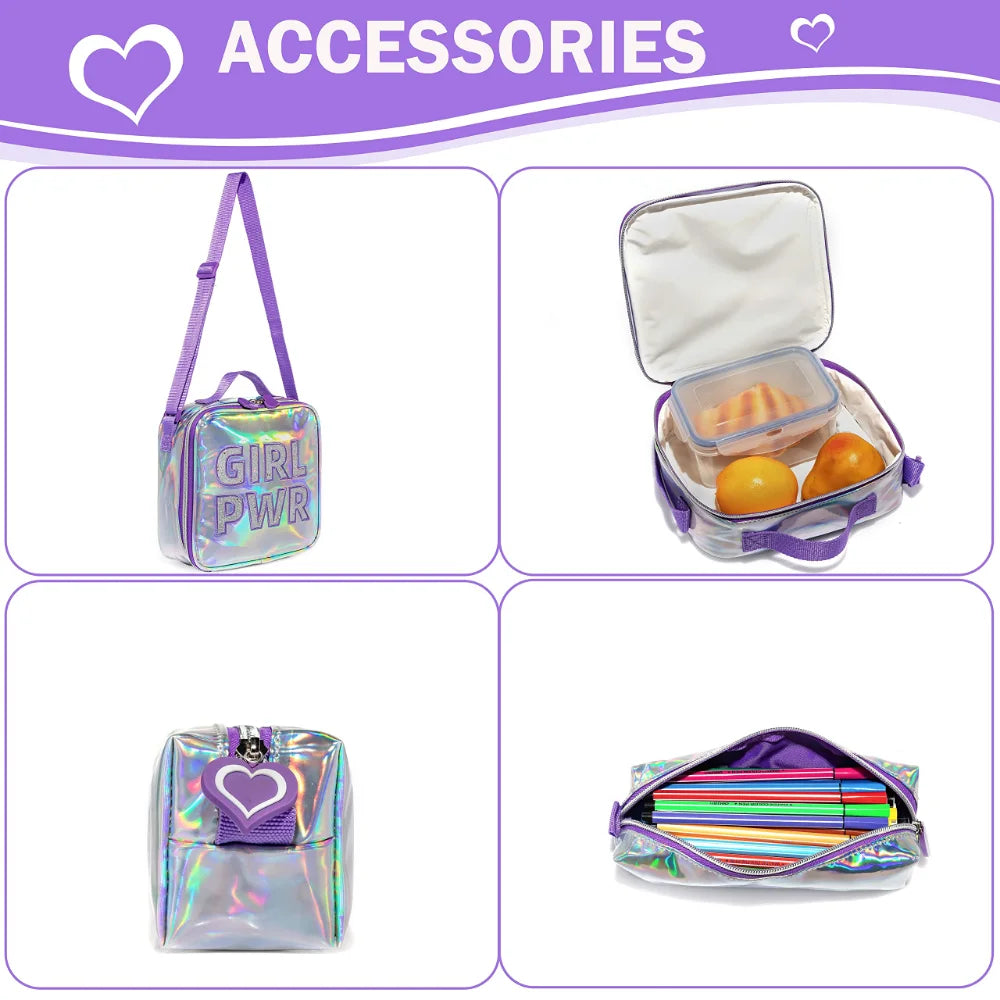 Bikab School Bags 3 In 1 Kids Bag Children School Bags for Girl 16" Bag for Girls Set Bag Water Proof  Kids Bags for Girls