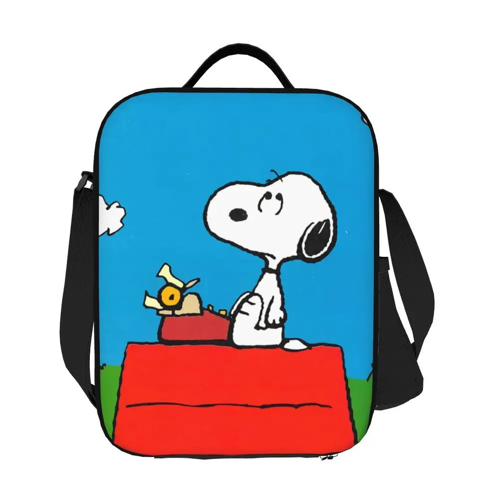 Custom Cartoon Snoopy Astronaut Lunch Bag Women Warm Cooler Insulated Lunch Box for Student School