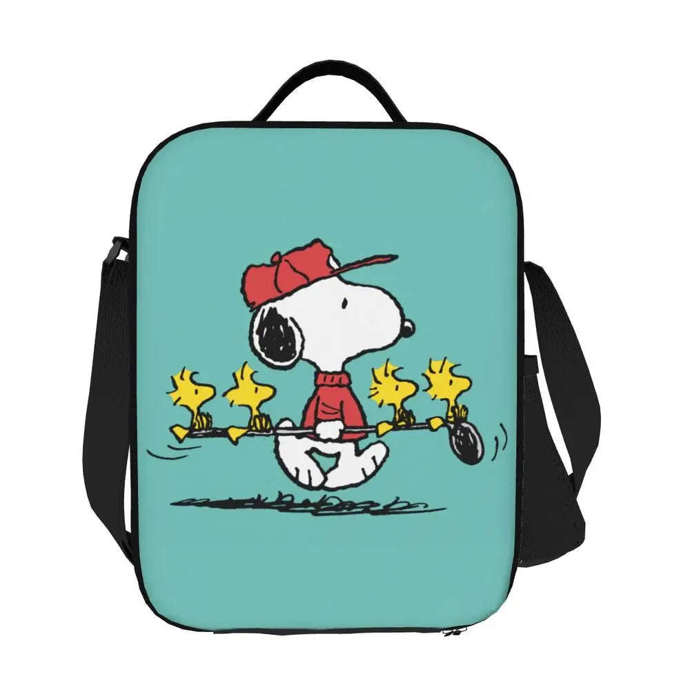 Custom Cartoon Snoopy Astronaut Lunch Bag Women Warm Cooler Insulated Lunch Box for Student School