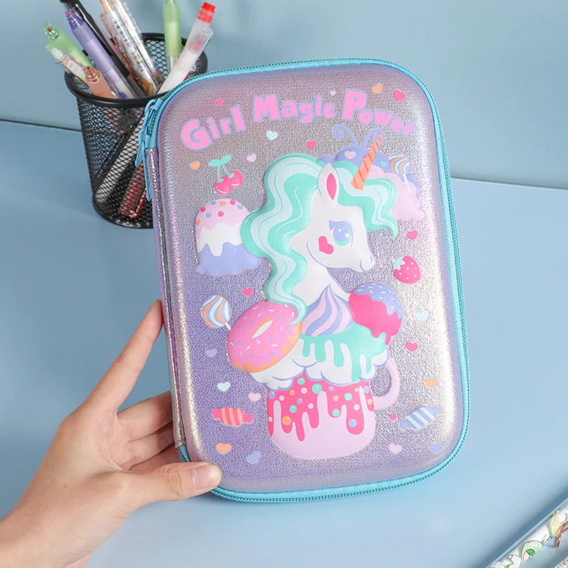 Unicorn Pencil Case Kawaii Stationery Pen Case Trousse Scolaire 3D Pencilcase School Supplies Estuche Escolar Cute Pencil Box