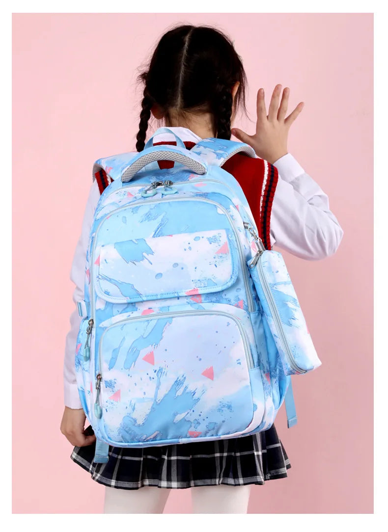 3Pcs/Set Camouflage Printing Kids Backpack For Girl Kids School Bag Children Waterproof Schoolbag Get Free Cartoon Pendant GIFT