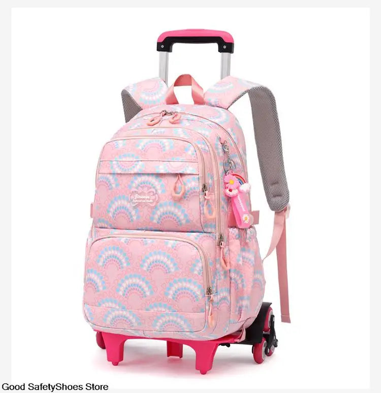 Rolling School Bags for Girls Backpack Children Waterproof School Backpacks with Wheels Middle School Trolley Luggage Back Pack