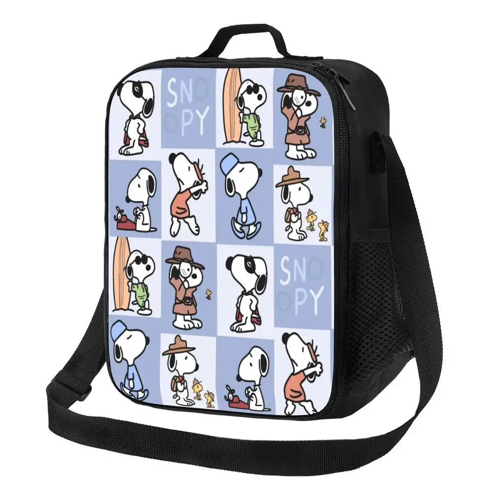 Custom Cartoon Snoopy Astronaut Lunch Bag Women Warm Cooler Insulated Lunch Box for Student School