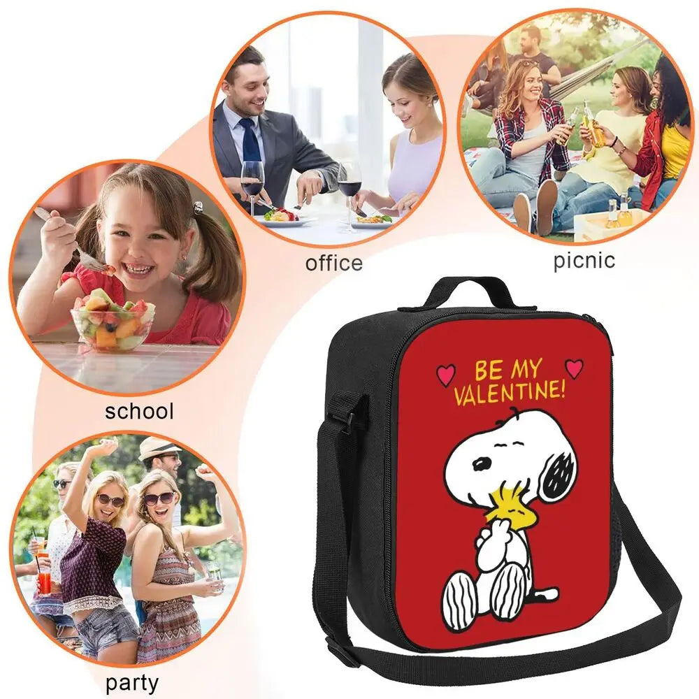 Custom Cartoon Snoopy Astronaut Lunch Bag Women Warm Cooler Insulated Lunch Box for Student School