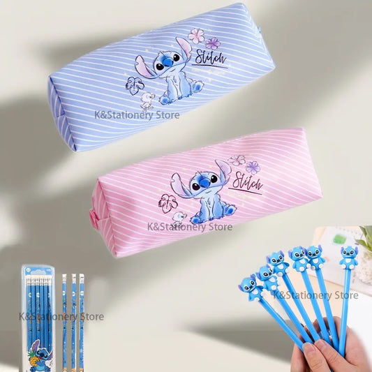 Cartoon Stitch Pencil Bag for School Students with Large Capacity Pen Case Box Cute Office Desk Pencil Case School Stationery