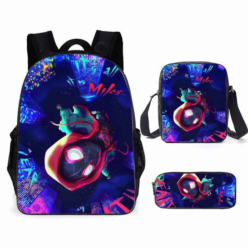 3Pcs Set Mochila Spider verse Miles Morales children's backpack boy School Bags For Teenage kids Travel Backpack Pencil bag