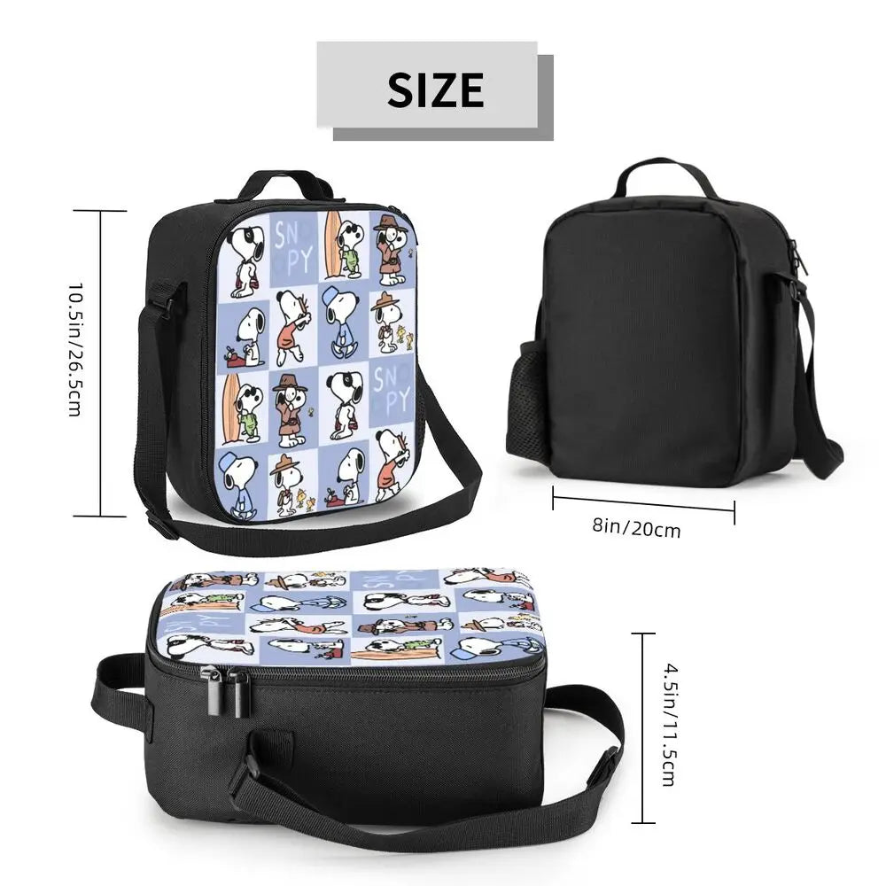 Custom Cartoon Snoopy Astronaut Lunch Bag Women Warm Cooler Insulated Lunch Box for Student School