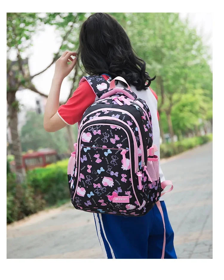 3pcs/set Bow Print school bags for teen Girls Primary Waterproof School bags Kids Student Princess Backpack Mochila Infantil