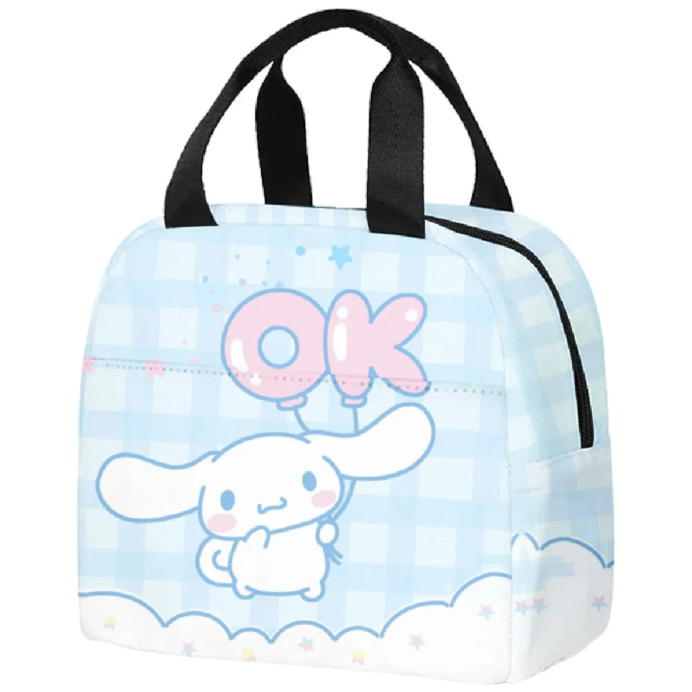 Cinnamorolls Series Student Portable Insulation Effect Lunch Box Bag Cute Cartoon Printing Lunch Bags Oxford Fabric Material Bag