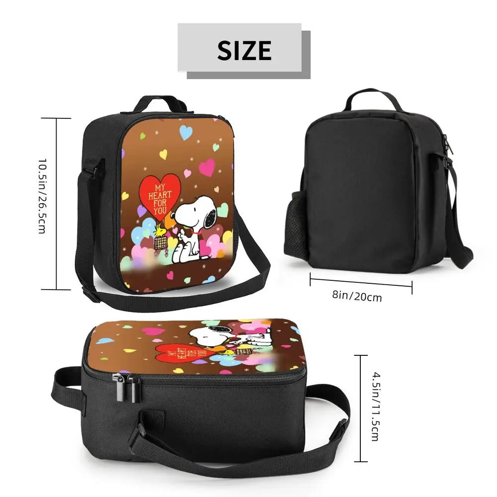 Custom Cartoon Snoopy Astronaut Lunch Bag Women Warm Cooler Insulated Lunch Box for Student School