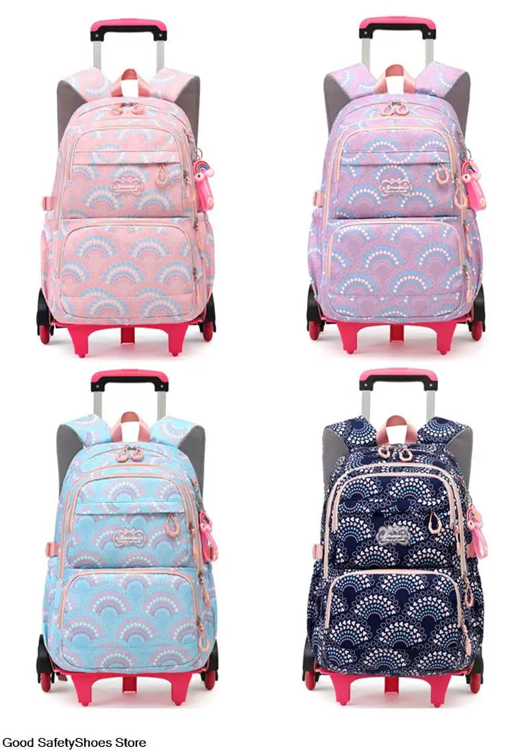 Rolling School Bags for Girls Backpack Children Waterproof School Backpacks with Wheels Middle School Trolley Luggage Back Pack