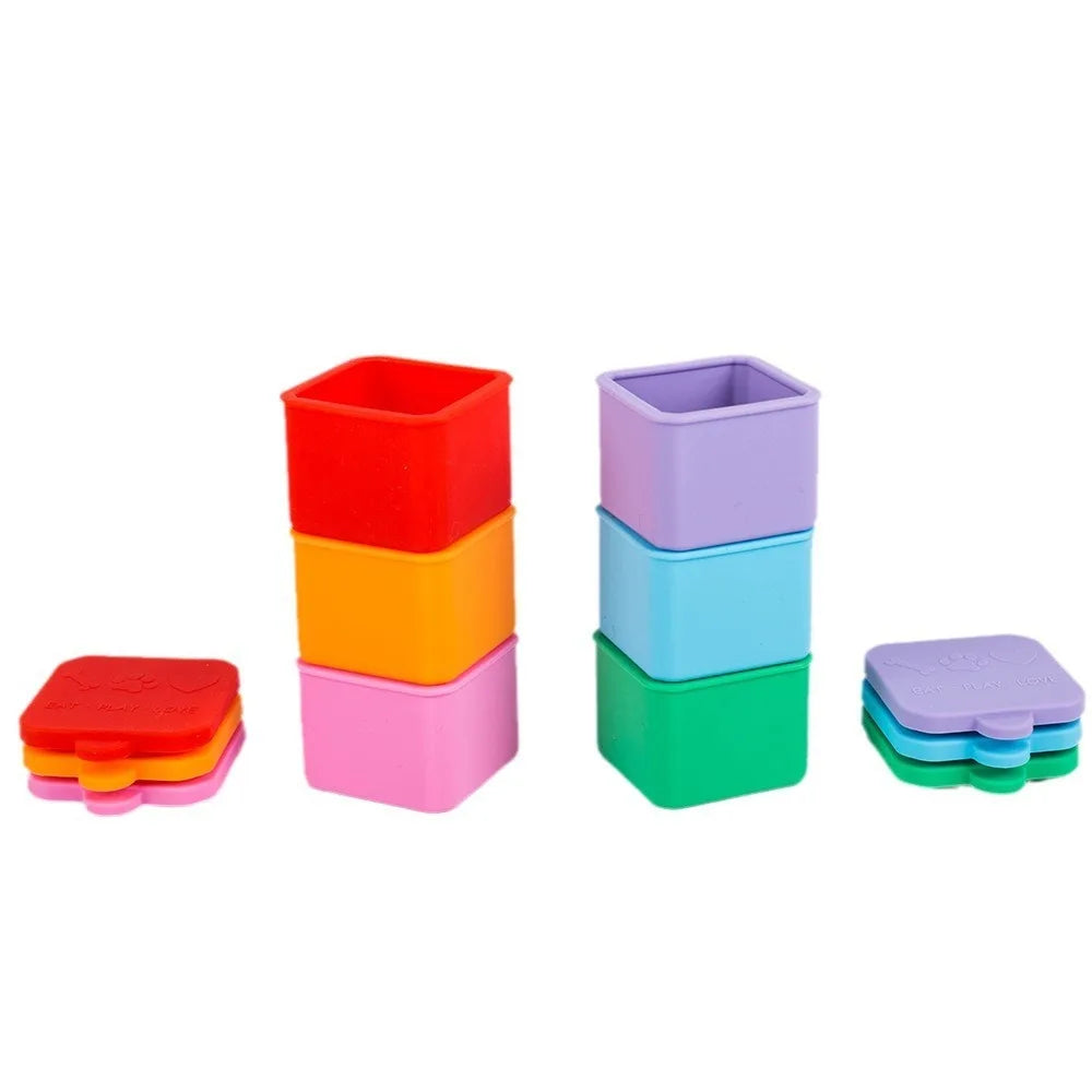 1/3pcs Silicone Food Distribution Box Red/Pink/Purple/Green/Orange/Blue 2/4 Inch Sauce Cups Lunch Box Containers Office