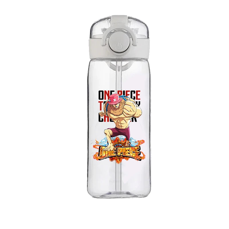 400ml One Piece Luffy ACE Cartoon Anime Portable Plastic Drinking Straw Male Student Sports Kettle Portable Child Cup New Gift