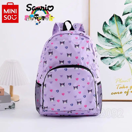 Miniso New Cartoon Cute Waterproof Foldable Storage Women's Backpack Travel Bag Lightweight and Fashionable Waterproof Backpack