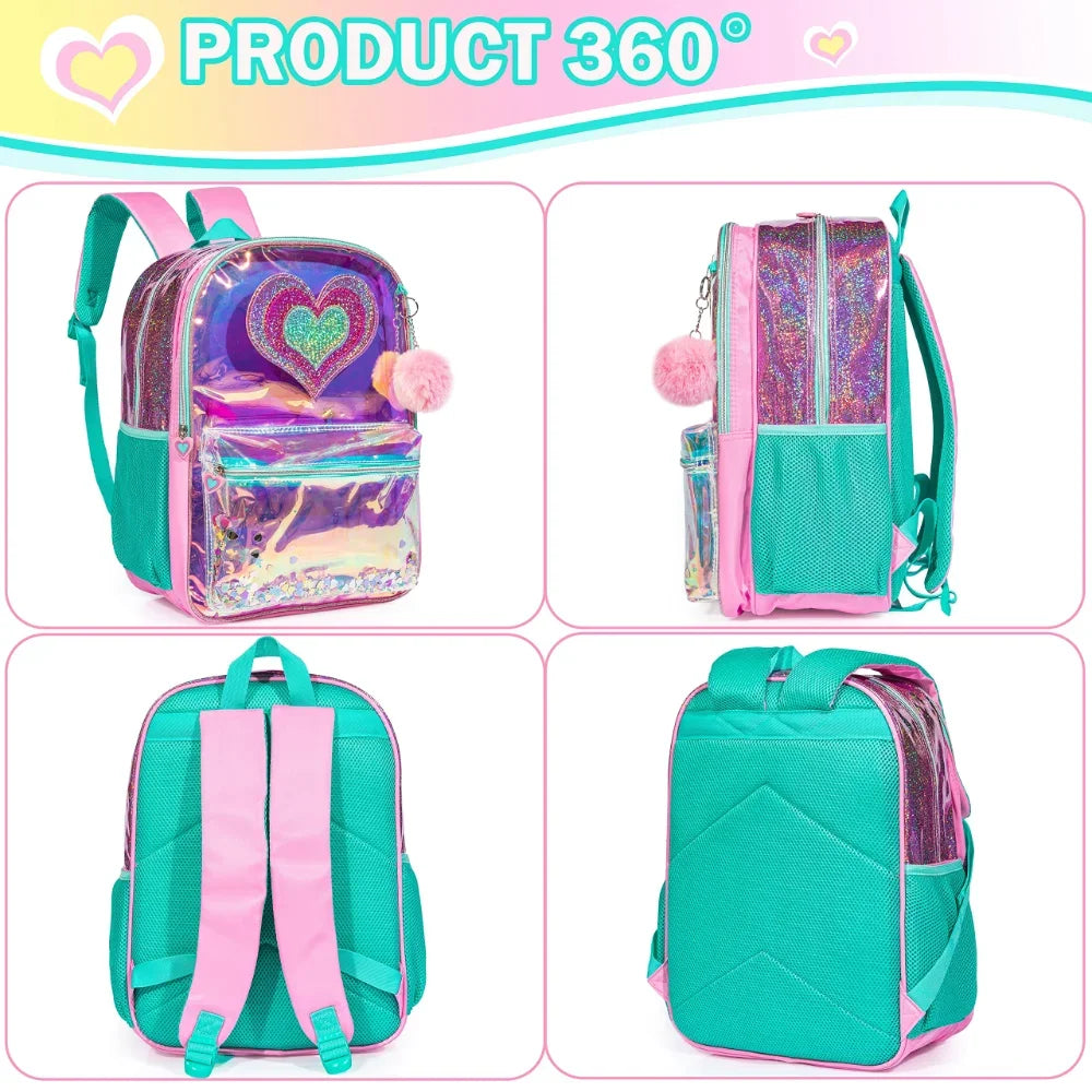 Bikab School Bags 3 In 1 Kids Bag Children School Bags for Girl 16" Bag for Girls Set Bag Water Proof  Kids Bags for Girls