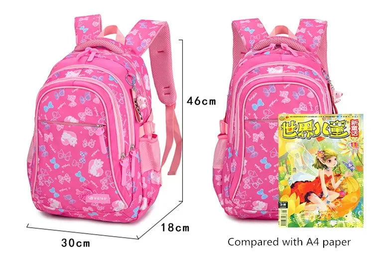 3pcs/set Bow Print school bags for teen Girls Primary Waterproof School bags Kids Student Princess Backpack Mochila Infantil