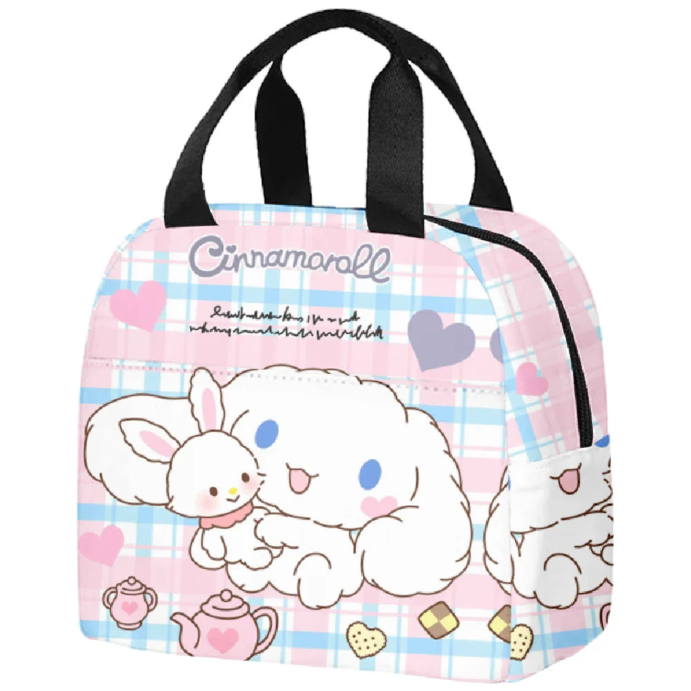 Cinnamorolls Series Student Portable Insulation Effect Lunch Box Bag Cute Cartoon Printing Lunch Bags Oxford Fabric Material Bag