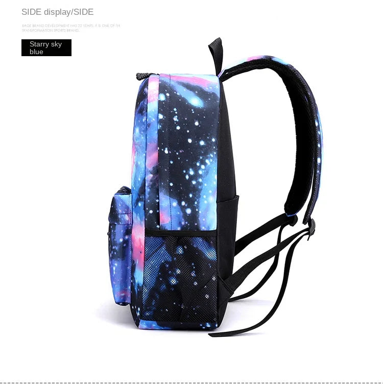 Ronaldo Print Backpack Set Campus Student School Bag Shoulder Bag Pencil Bag Black Style 3-piece Set