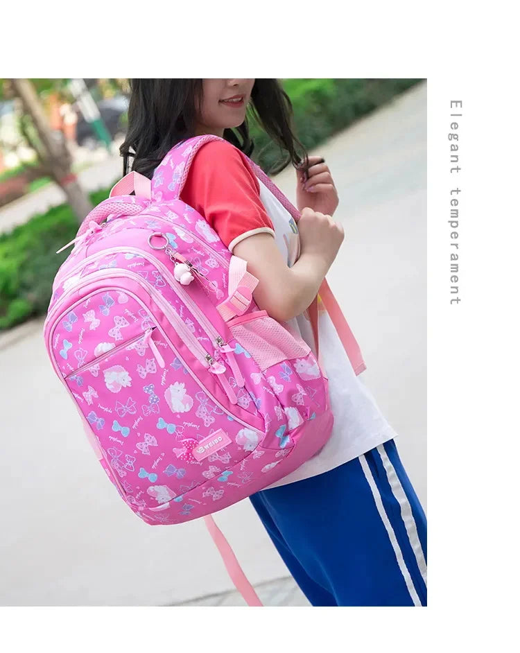 3pcs/set Bow Print school bags for teen Girls Primary Waterproof School bags Kids Student Princess Backpack Mochila Infantil