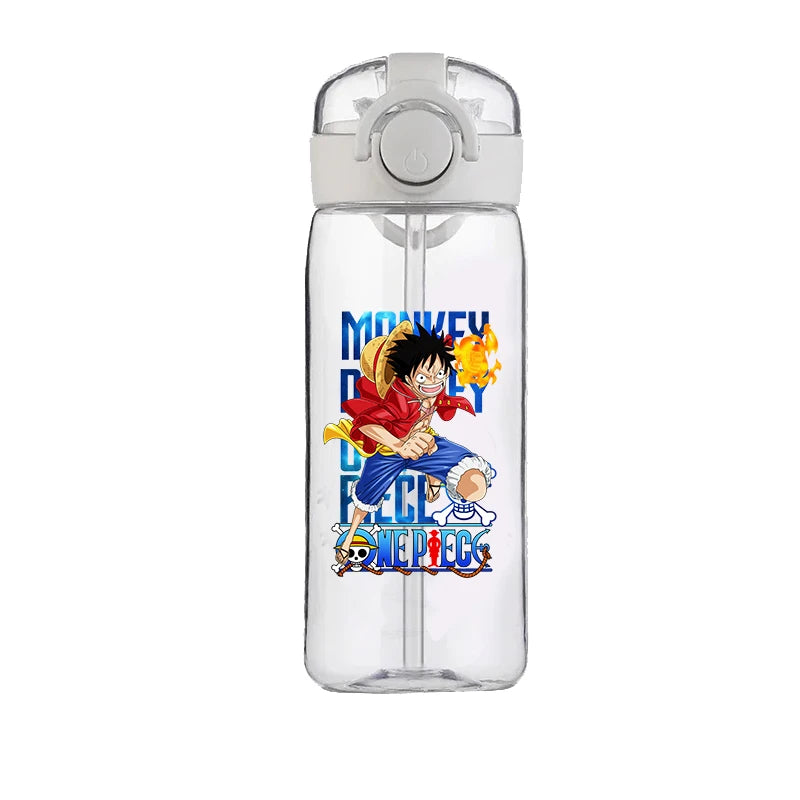 400ml One Piece Luffy ACE Cartoon Anime Portable Plastic Drinking Straw Male Student Sports Kettle Portable Child Cup New Gift